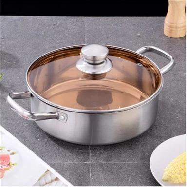 Pentola in acciaio inossidabile con coperchio in vetro